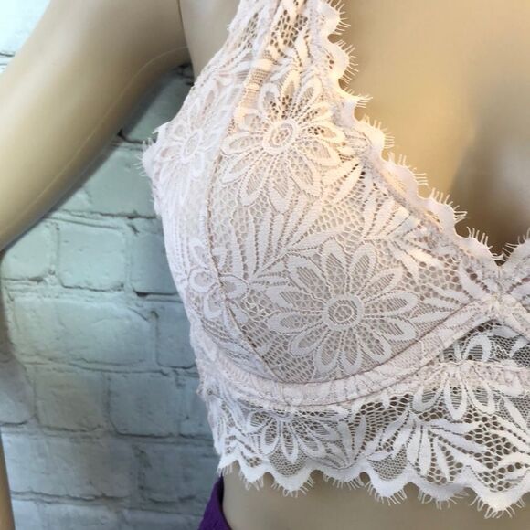 PINK Victoria's Secret Lightly Lined Bralette Pink Floral Small S - Picture 5 of 14